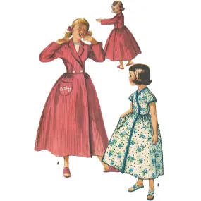 1950s Pattern, Girls' Dressing Gown, Robe & Mule Slippers Set - Bust 30" (76cm)
