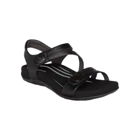 Aetrex Women's Jess Adjustable Quarter Strap Sandal Black SE210