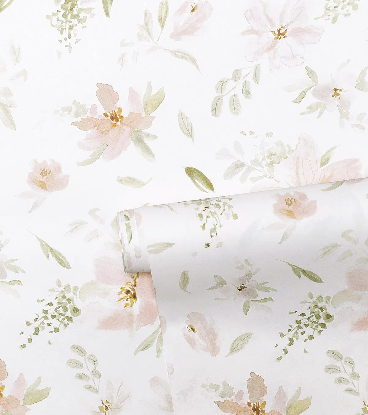 Appoline - Children's Wallpaper - Watercolour Flower Motif