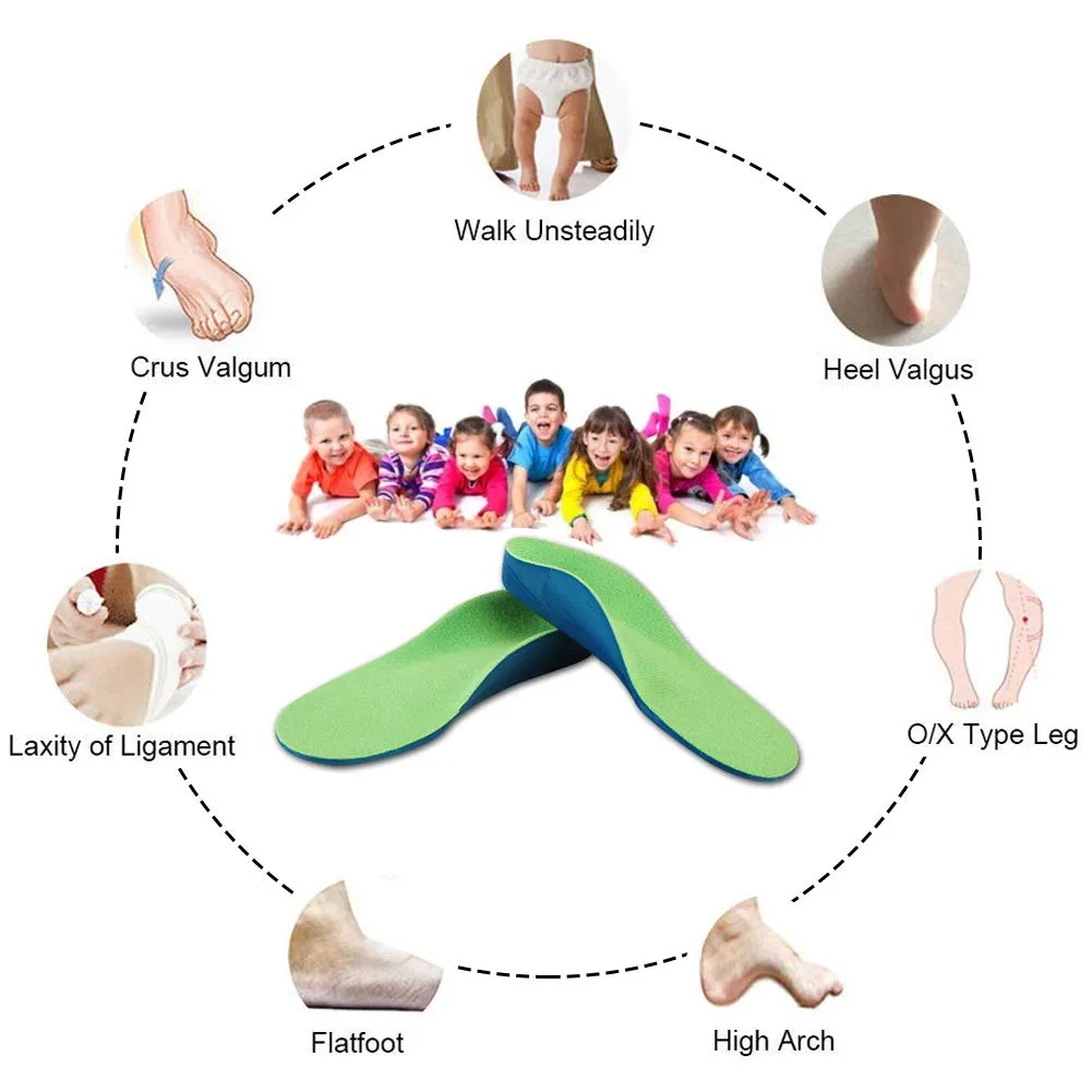 Bacophy Kids Orthotic Arch Support Shoe Insoles, Children Pu Cushioning Inserts, Shock Absorption Velvet Surfaces Deep Heel Cup Inner Sole for Flat Feet, Plantar Fasciitis, Feet Heel Pain Relief (XXL) 4-6 M Big Kid