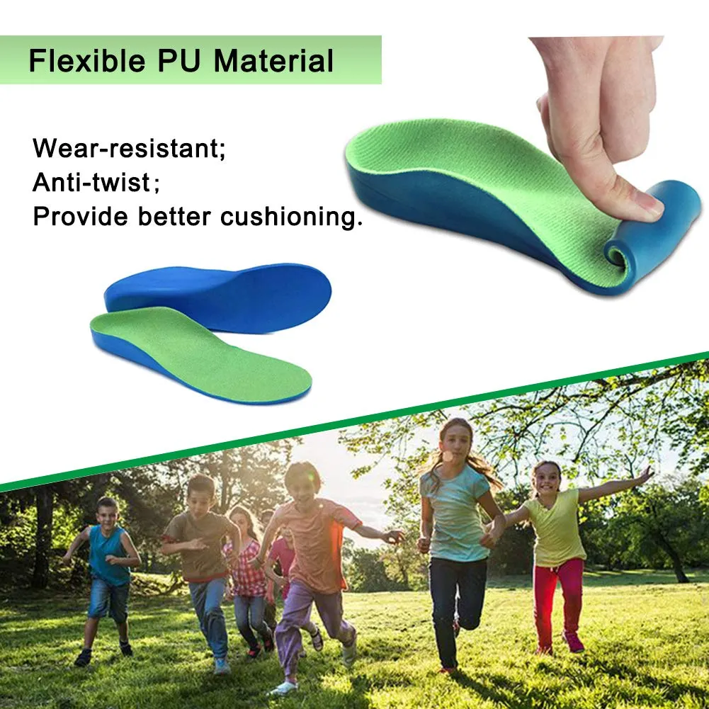 Bacophy Kids Orthotic Arch Support Shoe Insoles, Children Pu Cushioning Inserts, Shock Absorption Velvet Surfaces Deep Heel Cup Inner Sole for Flat Feet, Plantar Fasciitis, Feet Heel Pain Relief (XXL) 4-6 M Big Kid