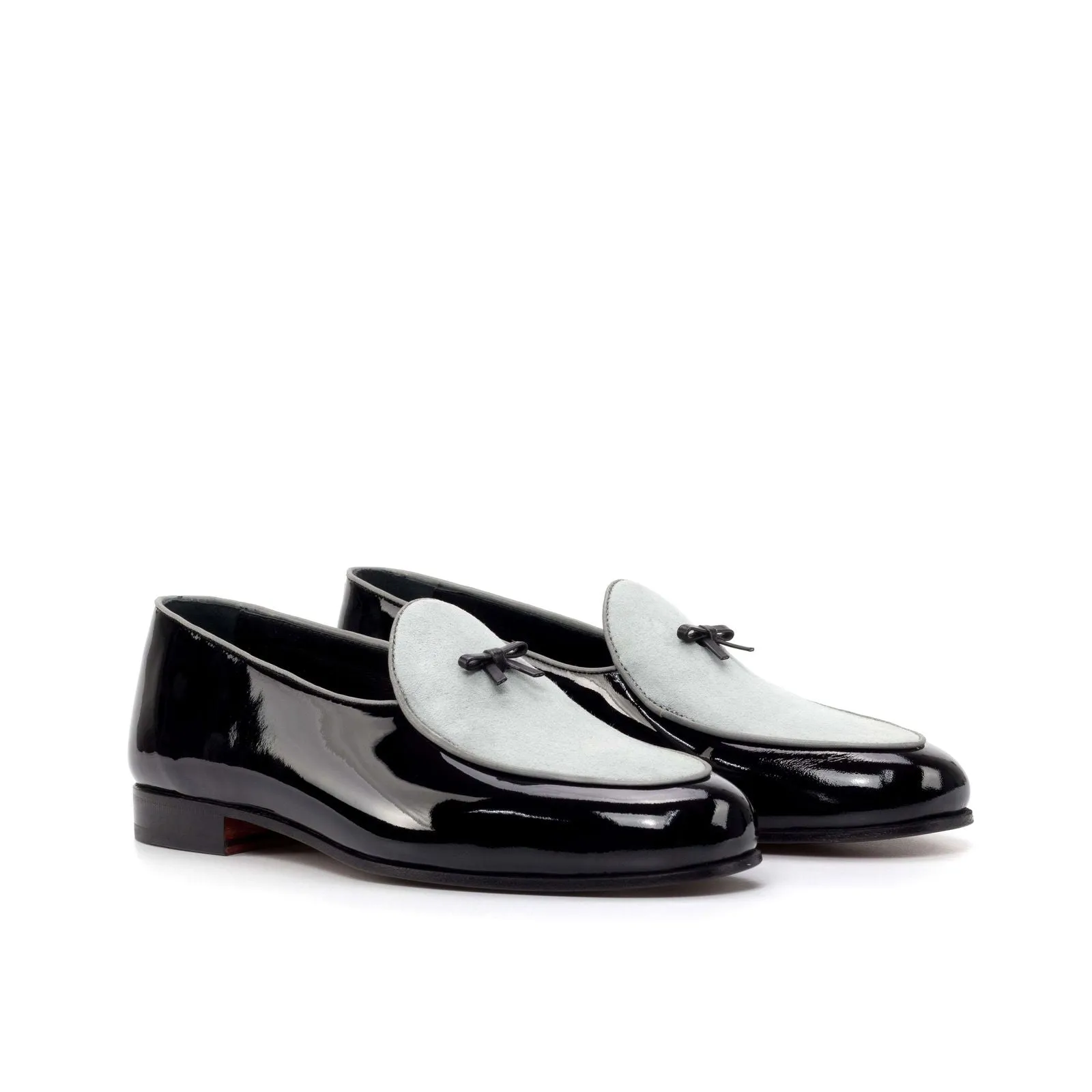 Belgian Slipper-Patent, Painted Calf, Suede, Black, Grey-Wholesale