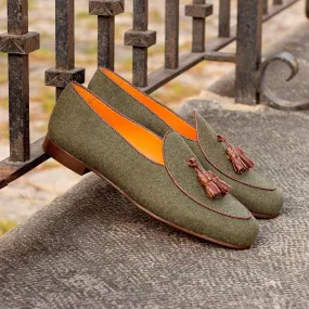 Belgian Slipper-Pebble Grain, Flannel, Painted Croco, Dark Brown, Green, Brown-Wholesale