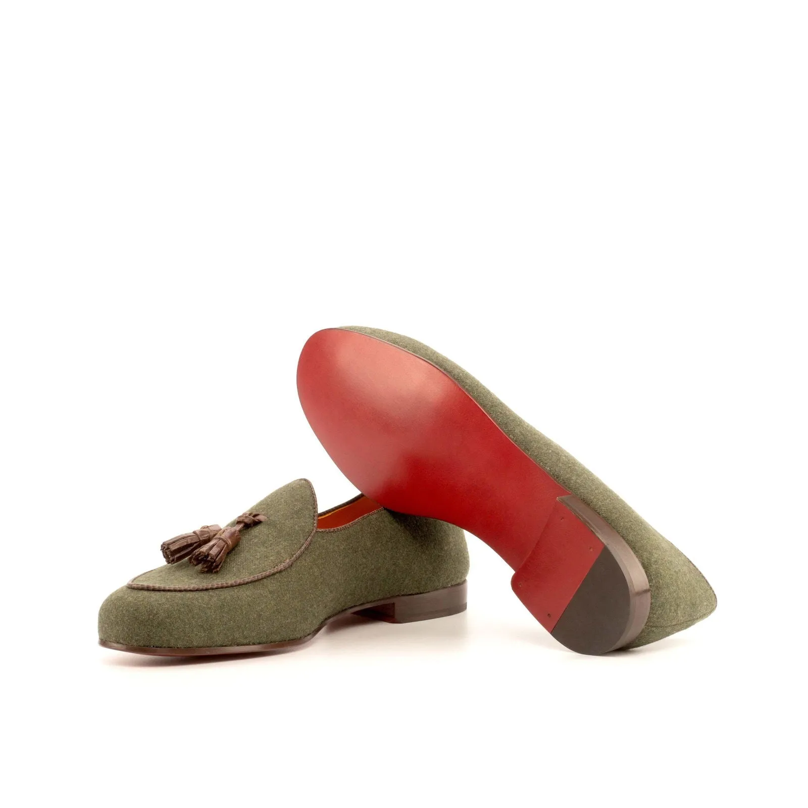 Belgian Slipper-Pebble Grain, Flannel, Painted Croco, Dark Brown, Green, Brown-Wholesale