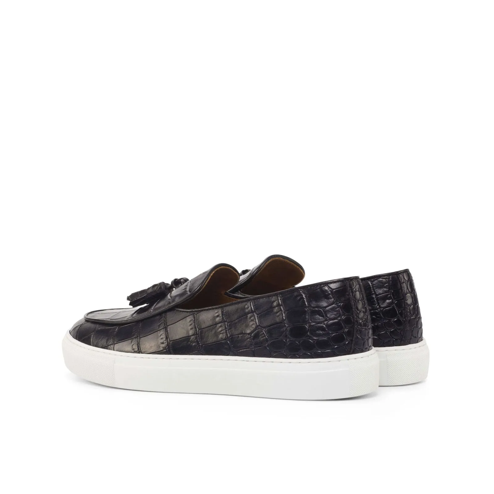 Belgian Sneaker-Painted Croco, Black-Wholesale