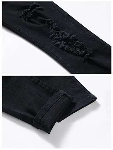 Casual Ripped Holes Skinny Jeans Jeggings Straight Fit Denim Pants Us 6 Black 7