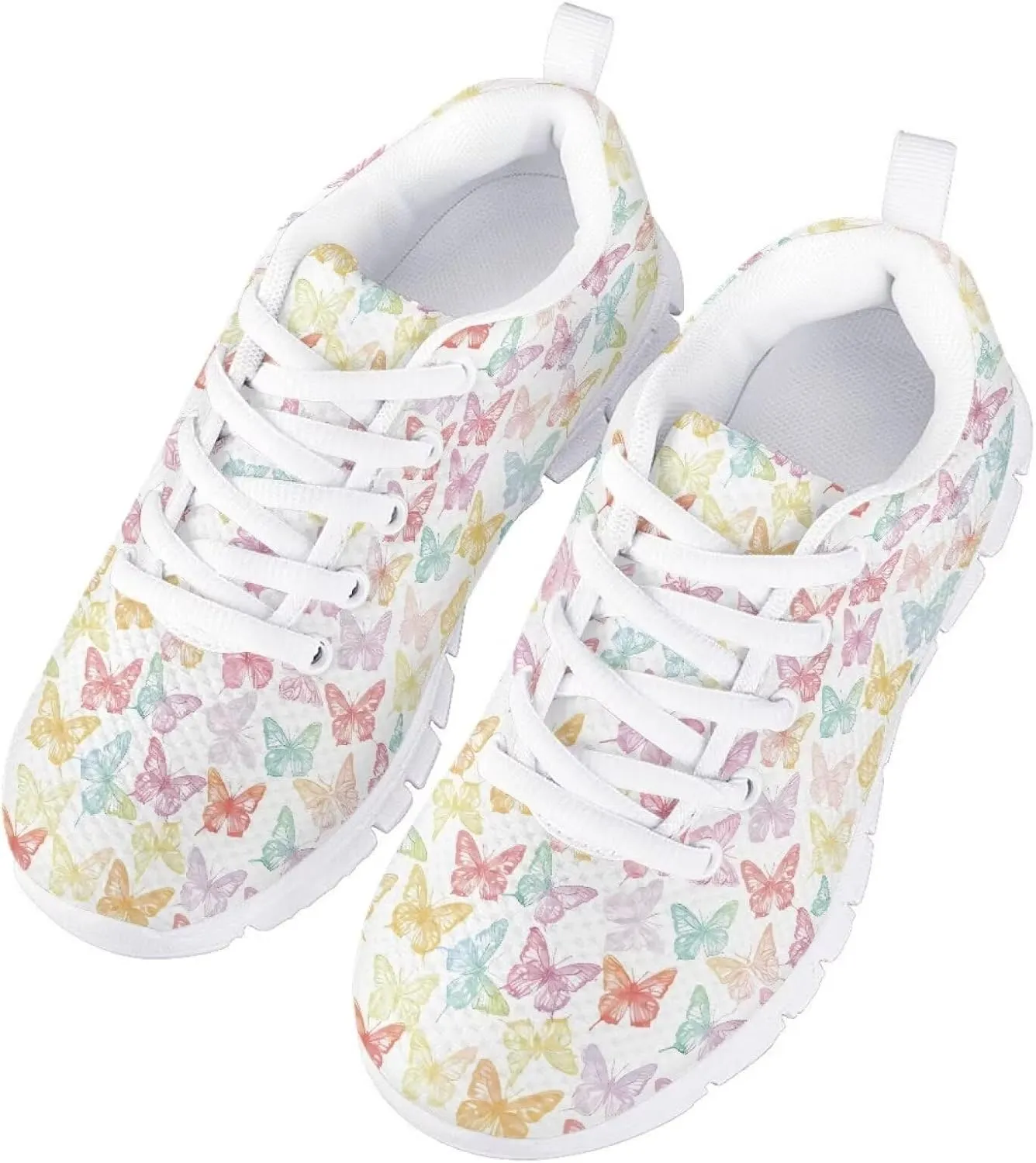 Children's Butterfly Sneaker Soft Lightweight Non-Slip Athletic Hiking Shoes for Big Kids Breathable Lace-Up Walking Sneaker for Litter Kids US 11-5