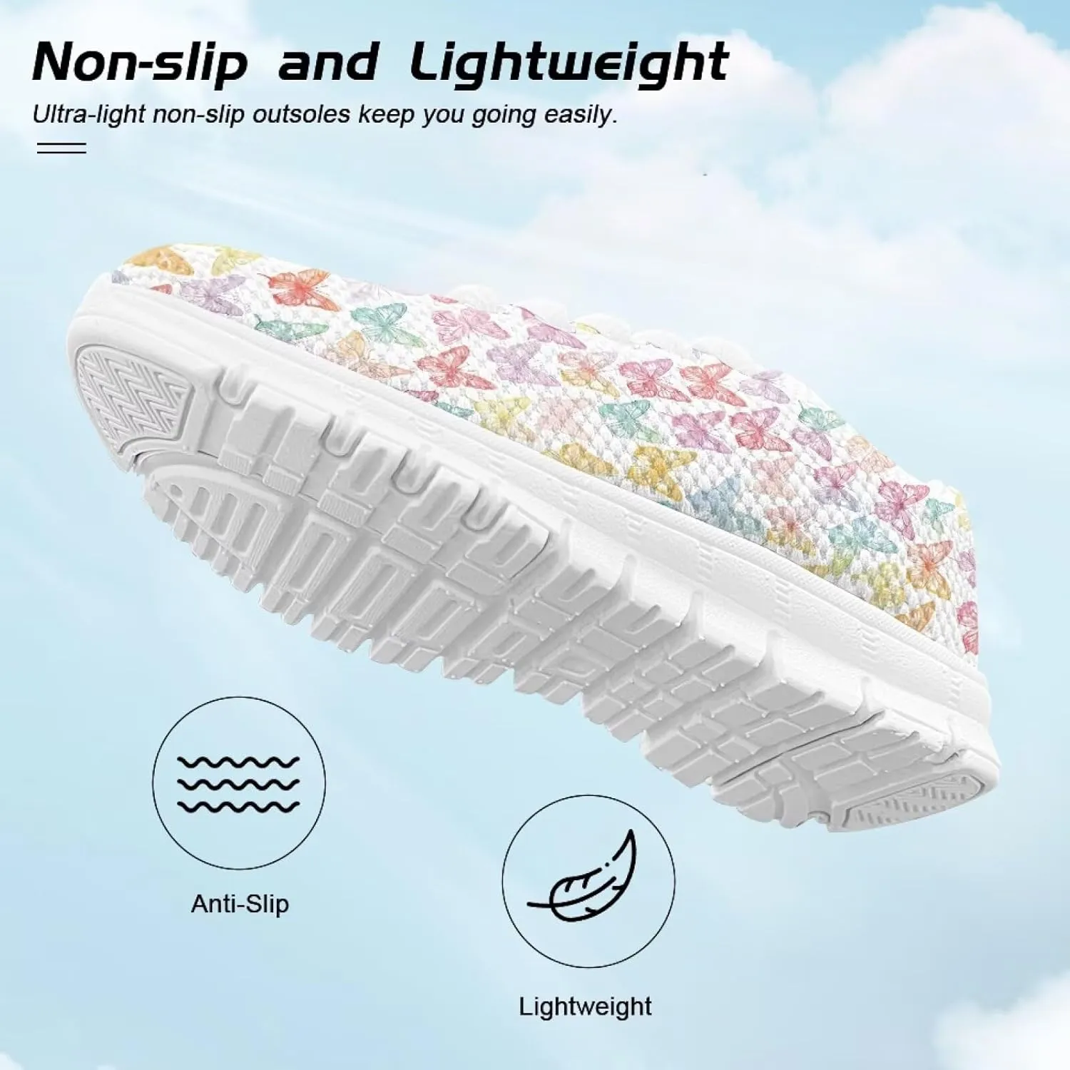 Children's Butterfly Sneaker Soft Lightweight Non-Slip Athletic Hiking Shoes for Big Kids Breathable Lace-Up Walking Sneaker for Litter Kids US 11-5