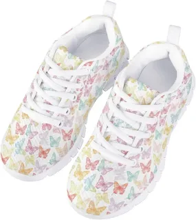 Children's Butterfly Sneaker Soft Lightweight Non-Slip Athletic Hiking Shoes for Big Kids Breathable Lace-Up Walking Sneaker for Litter Kids US 11-5