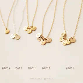 Custom Tiny Disc Necklace With Family Initials, Personalized Tiny Disk Pendants, Monogram Necklace, Unisex, Gold Filled, Silver • NDV6M