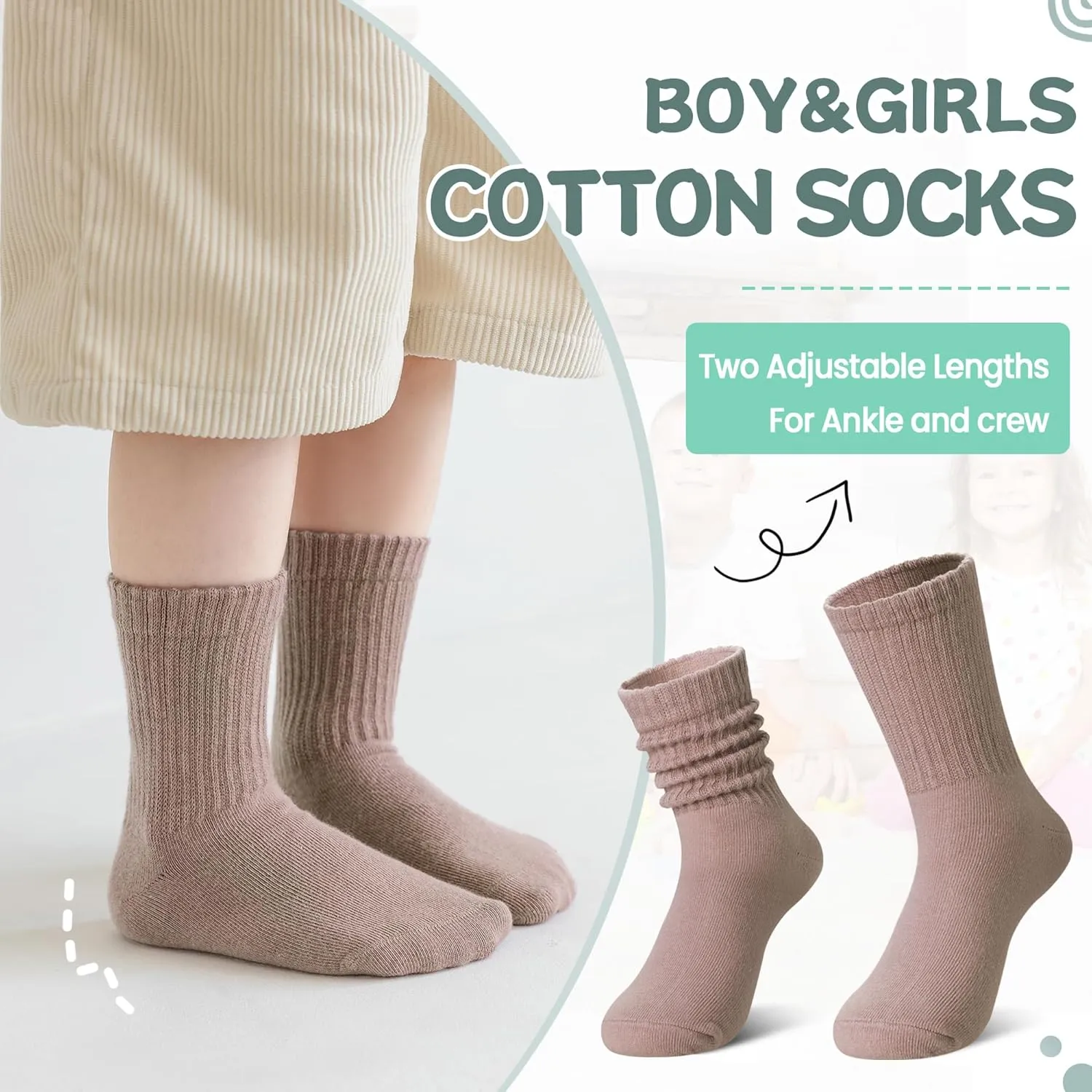 DoSmart Kids Girls Boys Socks Youth Teen Athletic Sport Basketball Soft Breathable Cotton Crew Socks 5 Pairs