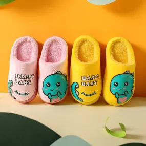 Dunnmall Autumn and Winter Parent-Child Children's Cotton Shoes Female Interior Home Cartoon Cute Non-Slip Thick Bottom Little Dinosaur Fur Cotton Slippers