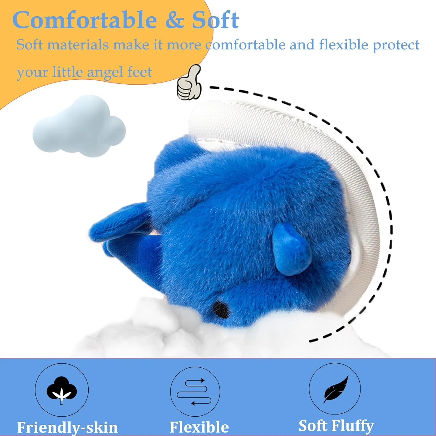 Fiedaz Boys Girls Shark Slippers for Toddler Kids - Cute Plush Warm Non-Slip Indoor Bedroom Winter Shoes