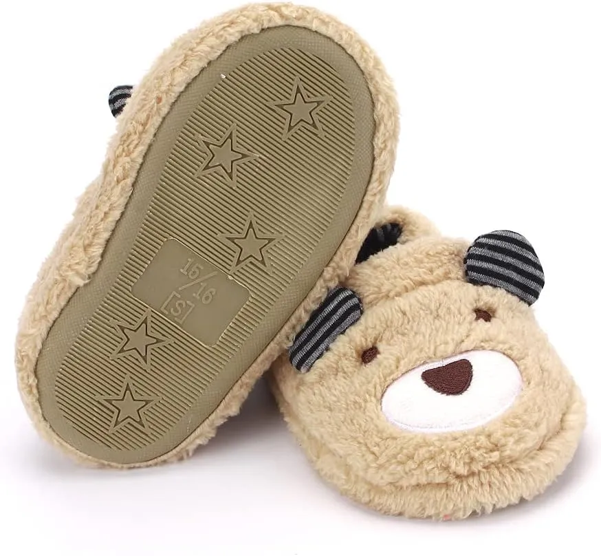 KAKU NANU Toddler Kids Slippers Cute Animal Cartoon Shoes Girls Boys Warm Fleece Winter Household Slippers