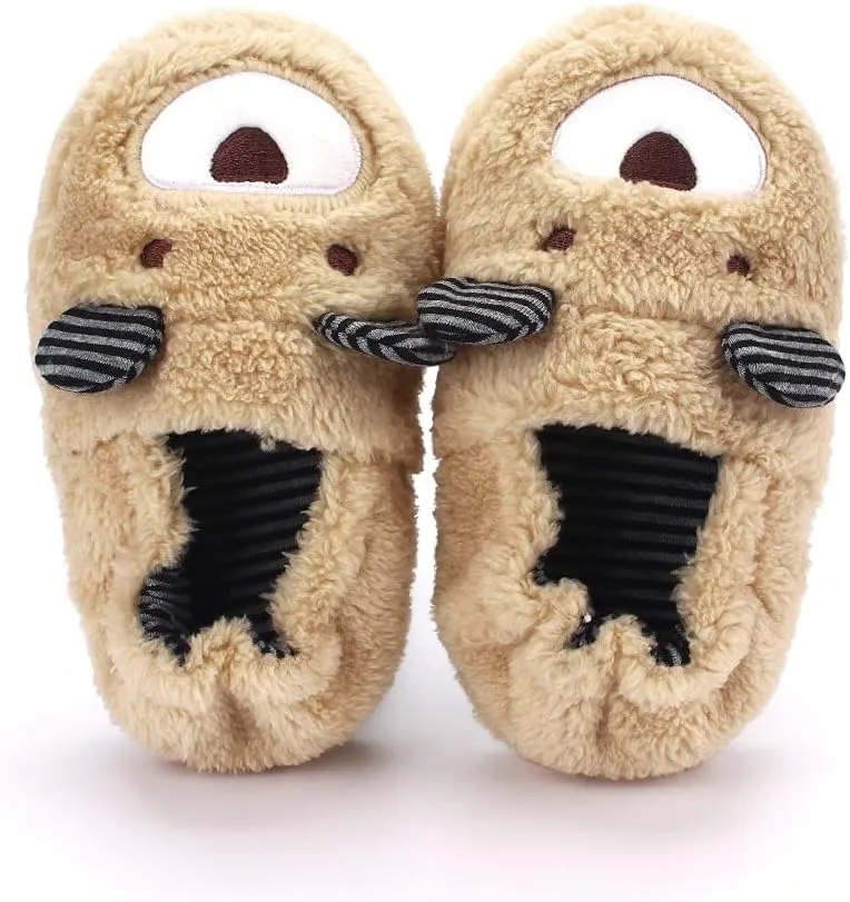 KAKU NANU Toddler Kids Slippers Cute Animal Cartoon Shoes Girls Boys Warm Fleece Winter Household Slippers
