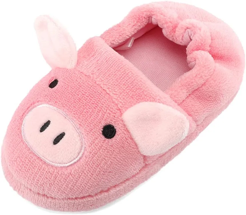 KAKU NANU Toddler Kids Slippers Cute Animal Cartoon Shoes Girls Boys Warm Fleece Winter Household Slippers