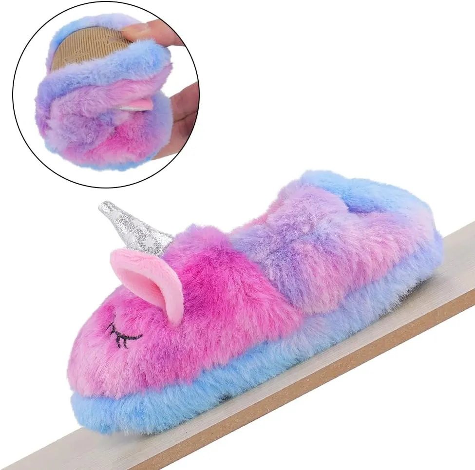 KAKU NANU Toddler Kids Slippers Cute Animal Cartoon Shoes Girls Boys Warm Fleece Winter Household Slippers