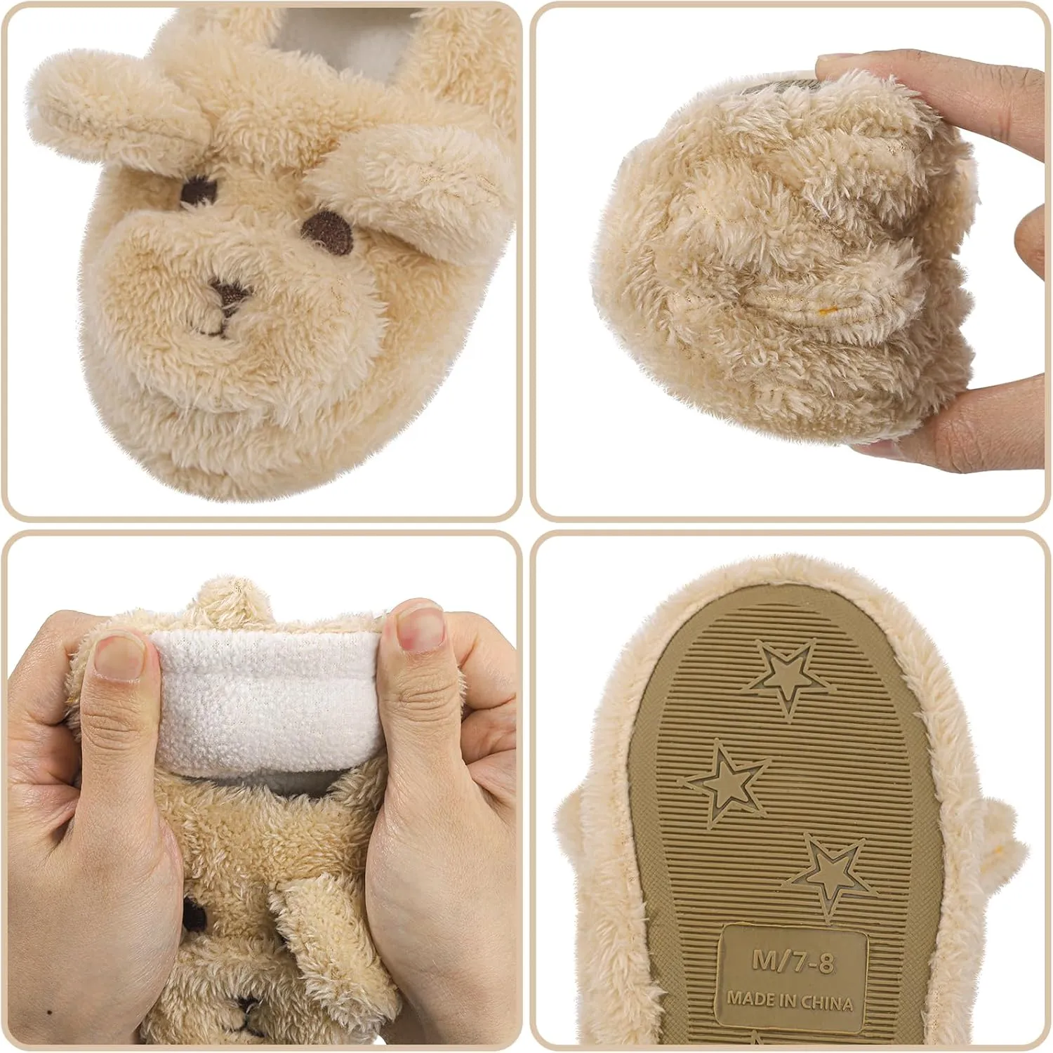 KAKU NANU Toddler Kids Slippers Cute Animal Cartoon Shoes Girls Boys Warm Fleece Winter Household Slippers