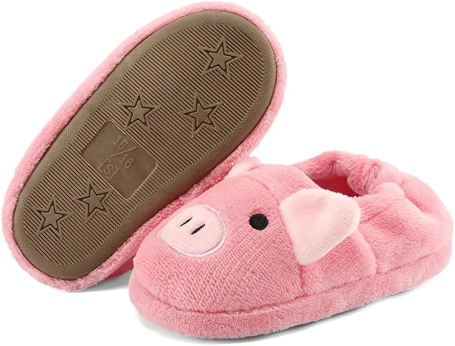 KAKU NANU Toddler Kids Slippers Cute Animal Cartoon Shoes Girls Boys Warm Fleece Winter Household Slippers