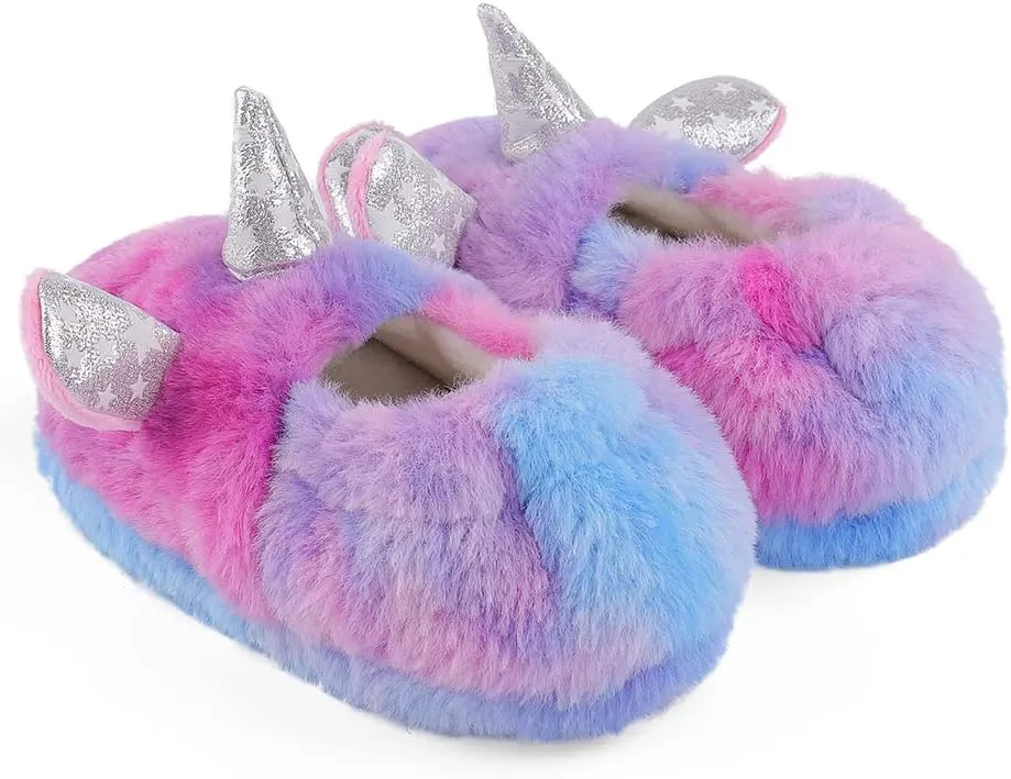 KAKU NANU Toddler Kids Slippers Cute Animal Cartoon Shoes Girls Boys Warm Fleece Winter Household Slippers