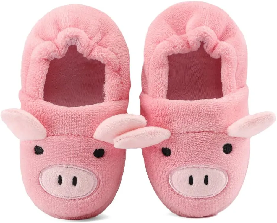 KAKU NANU Toddler Kids Slippers Cute Animal Cartoon Shoes Girls Boys Warm Fleece Winter Household Slippers