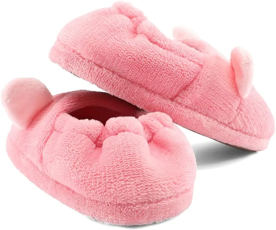 KAKU NANU Toddler Kids Slippers Cute Animal Cartoon Shoes Girls Boys Warm Fleece Winter Household Slippers
