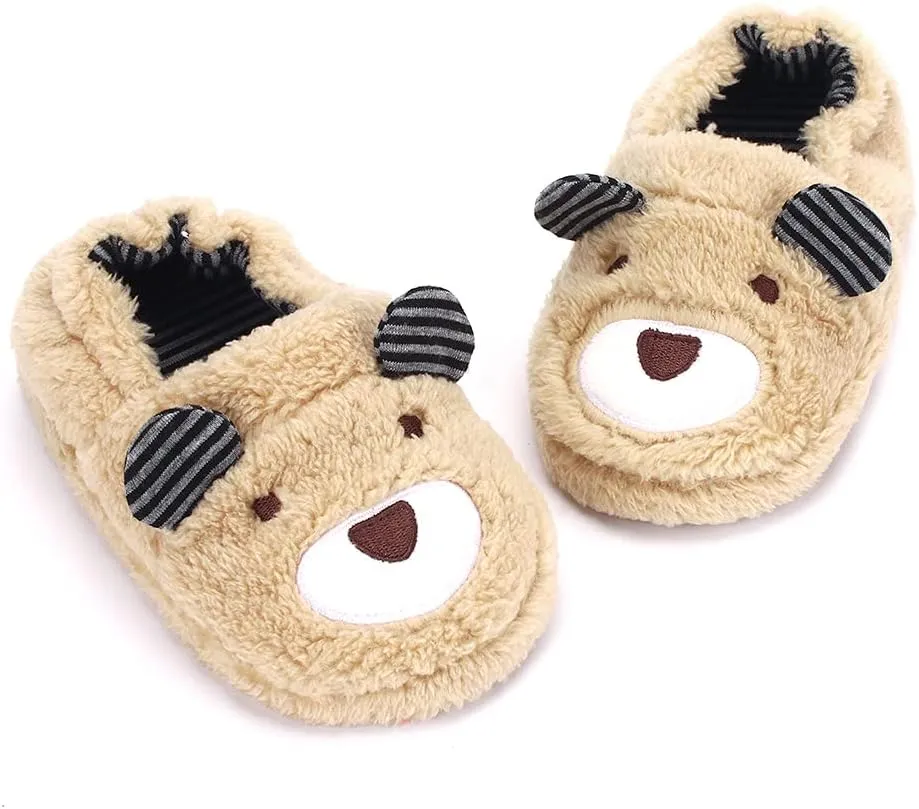 KAKU NANU Toddler Kids Slippers Cute Animal Cartoon Shoes Girls Boys Warm Fleece Winter Household Slippers