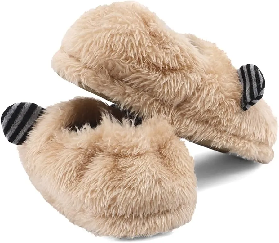 KAKU NANU Toddler Kids Slippers Cute Animal Cartoon Shoes Girls Boys Warm Fleece Winter Household Slippers