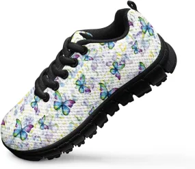 Kids Butterfly Sneaker Soft Footwear Anti-Skip Breathable Lace Up Tennis Shoes for Litter Kids Lightweight Running Shoes for Big Kid US 11-5