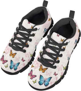 Kids Butterfly Sneaker Soft Footwear Anti-Skip Breathable Lace Up Tennis Shoes for Litter Kids Lightweight Running Shoes for Big Kid US 11-5