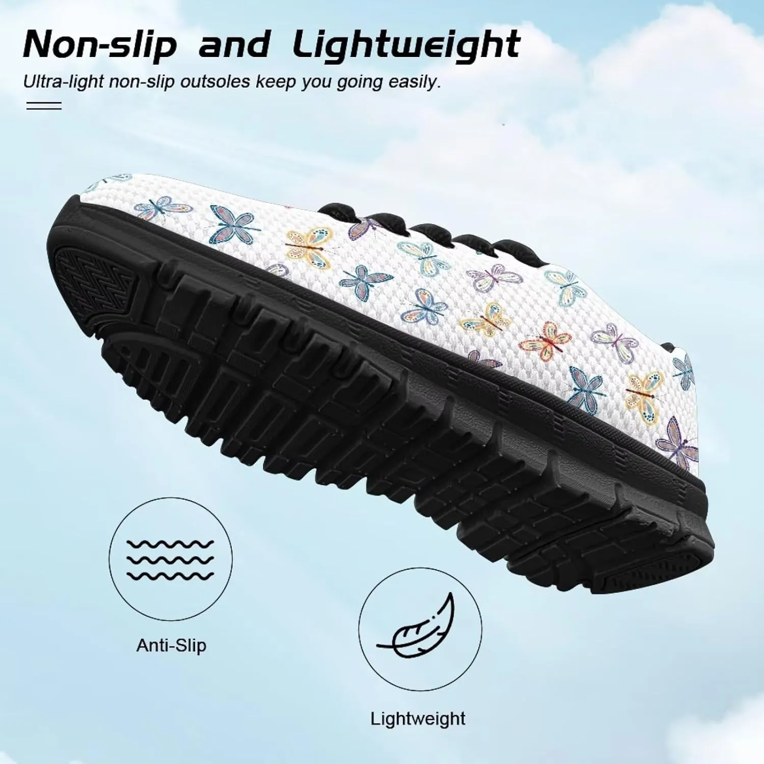 Kids Butterfly Sneaker Soft Footwear Anti-Skip Breathable Lace Up Tennis Shoes for Litter Kids Lightweight Running Shoes for Big Kid US 11-5