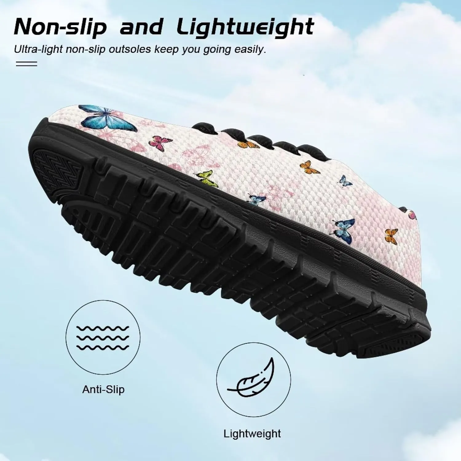 Kids Butterfly Sneaker Soft Footwear Anti-Skip Breathable Lace Up Tennis Shoes for Litter Kids Lightweight Running Shoes for Big Kid US 11-5