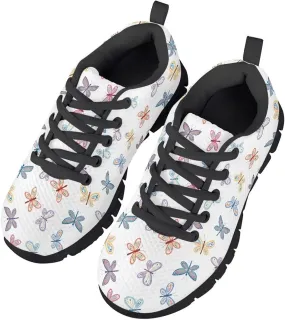 Kids Butterfly Sneaker Soft Footwear Anti-Skip Breathable Lace Up Tennis Shoes for Litter Kids Lightweight Running Shoes for Big Kid US 11-5