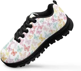 Kids Butterfly Sneaker Soft Footwear Anti-Skip Breathable Lace Up Tennis Shoes for Litter Kids Lightweight Running Shoes for Big Kid US 11-5