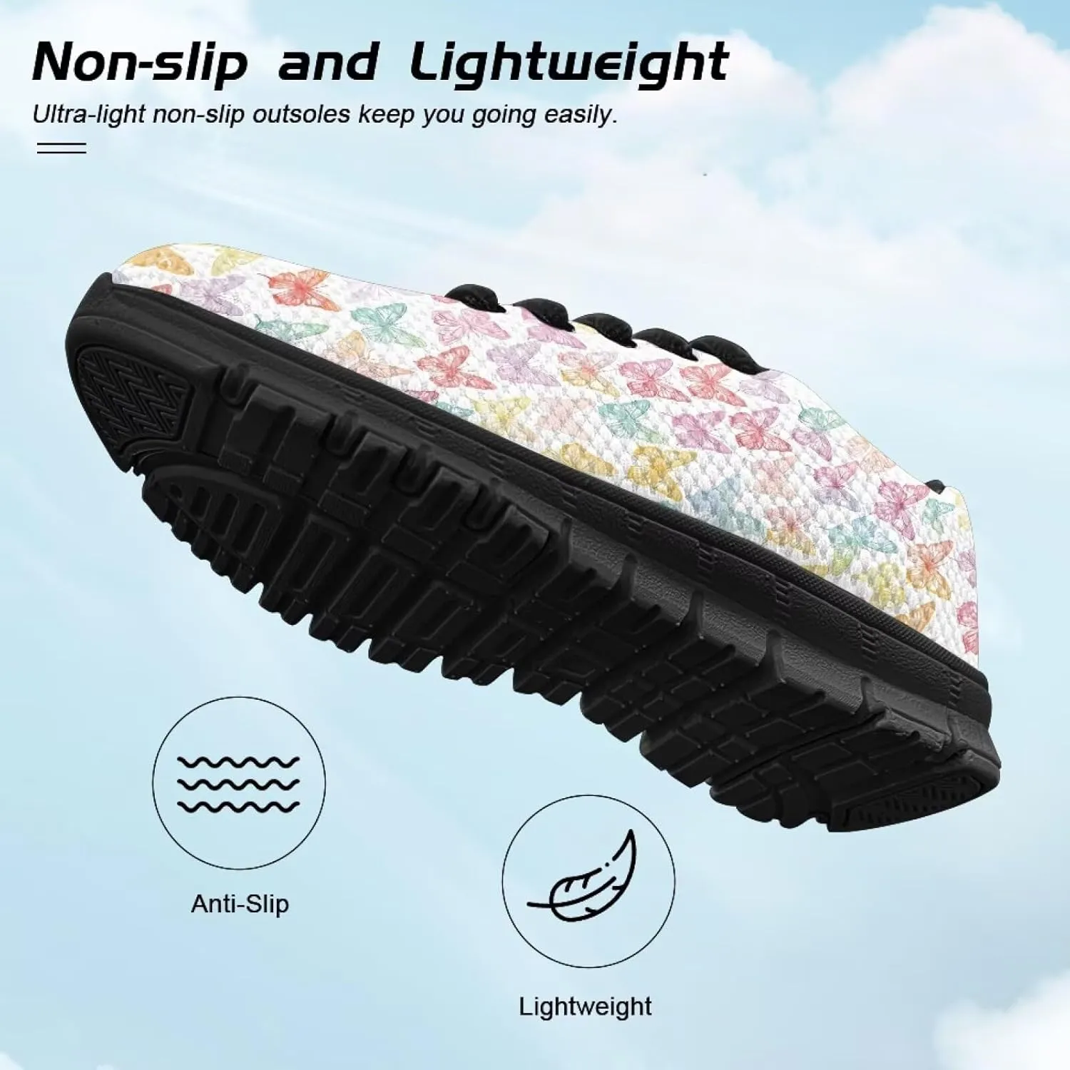 Kids Butterfly Sneaker Soft Footwear Anti-Skip Breathable Lace Up Tennis Shoes for Litter Kids Lightweight Running Shoes for Big Kid US 11-5
