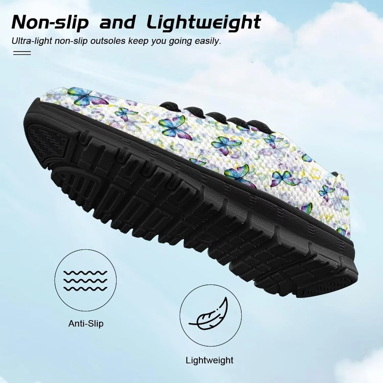 Kids Butterfly Sneaker Soft Footwear Anti-Skip Breathable Lace Up Tennis Shoes for Litter Kids Lightweight Running Shoes for Big Kid US 11-5