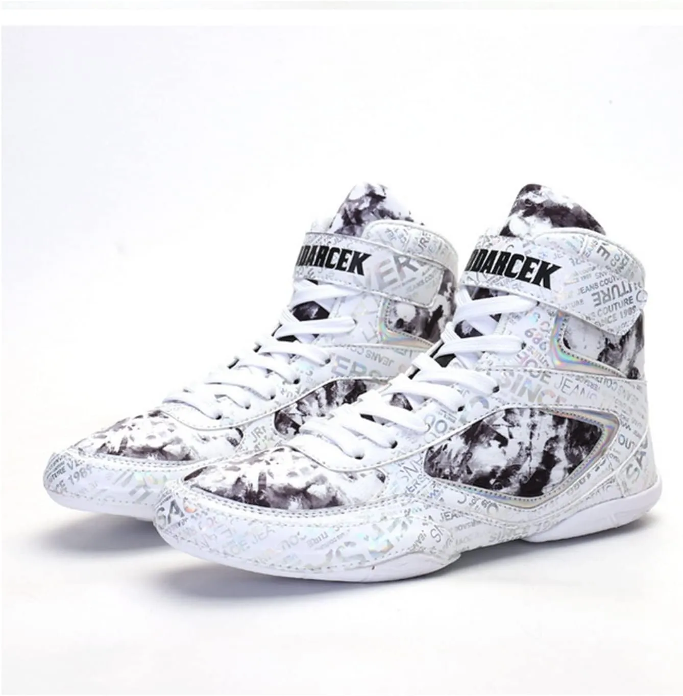 Men's Boxing Shoes Wrestling Fighting Trainers Breathable Soft Bottom for Gym Squat Wrestling Boxing Boots,White-5