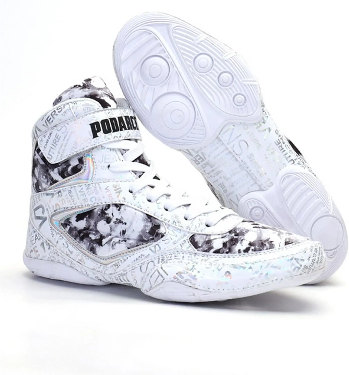 Men's Boxing Shoes Wrestling Fighting Trainers Breathable Soft Bottom for Gym Squat Wrestling Boxing Boots,White-5