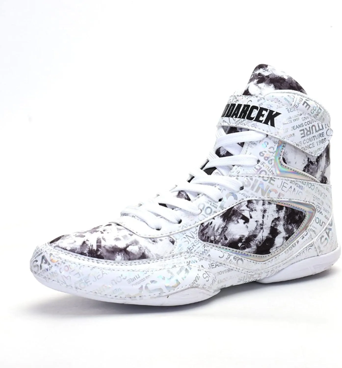 Men's Boxing Shoes Wrestling Fighting Trainers Breathable Soft Bottom for Gym Squat Wrestling Boxing Boots,White-5