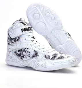 Men's Boxing Shoes Wrestling Fighting Trainers Breathable Soft Bottom for Gym Squat Wrestling Boxing Boots,White-5