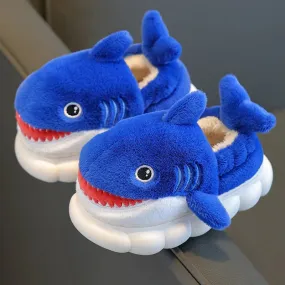 New Winter Wrap Heels Cute Cartoon Shark Cotton Slippers Children's