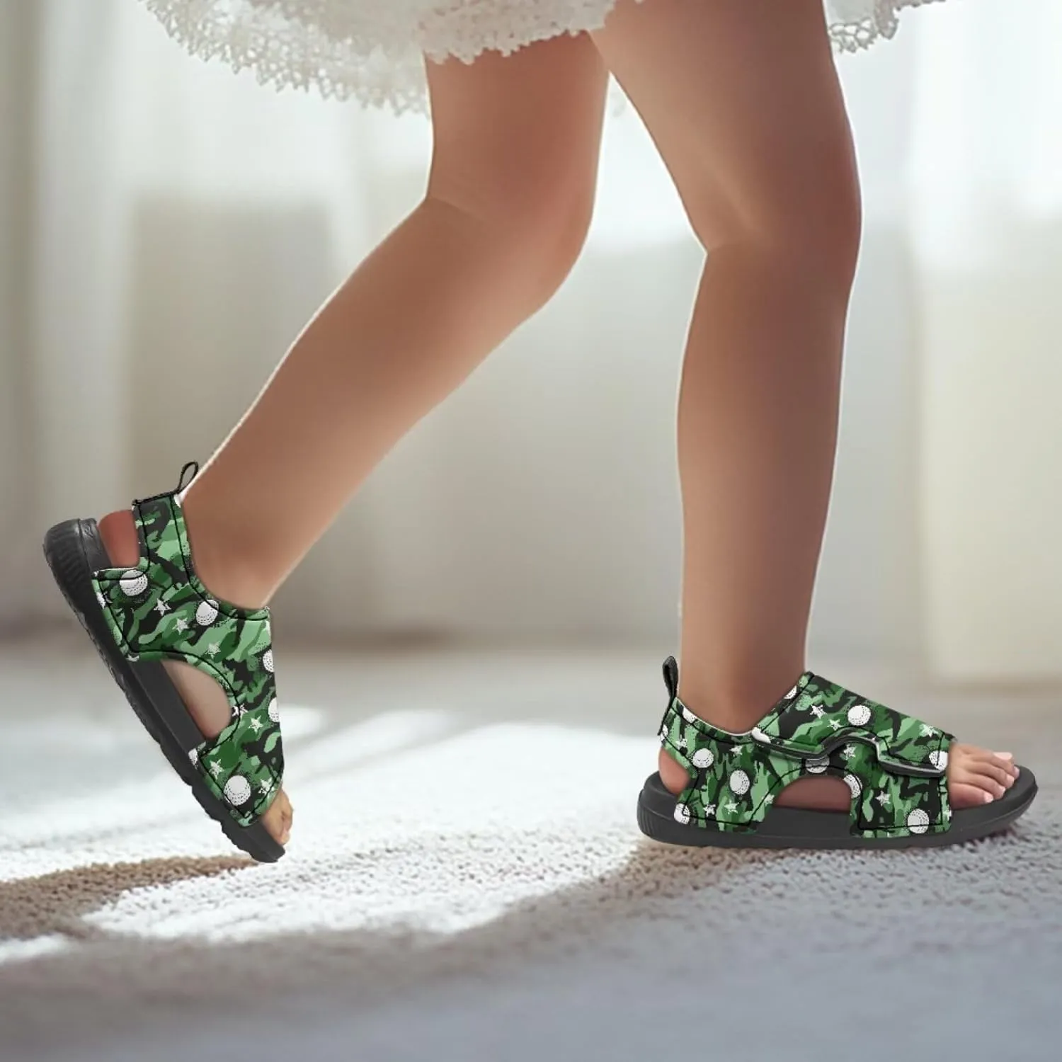 Novelty Balls Kids Summer Slide Sandals Boys Comfort Non Slip Open Toe Adjustable Walking Beach Shower Shoes