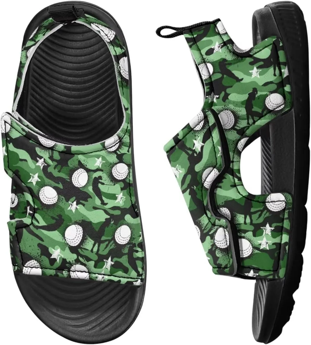 Novelty Balls Kids Summer Slide Sandals Boys Comfort Non Slip Open Toe Adjustable Walking Beach Shower Shoes