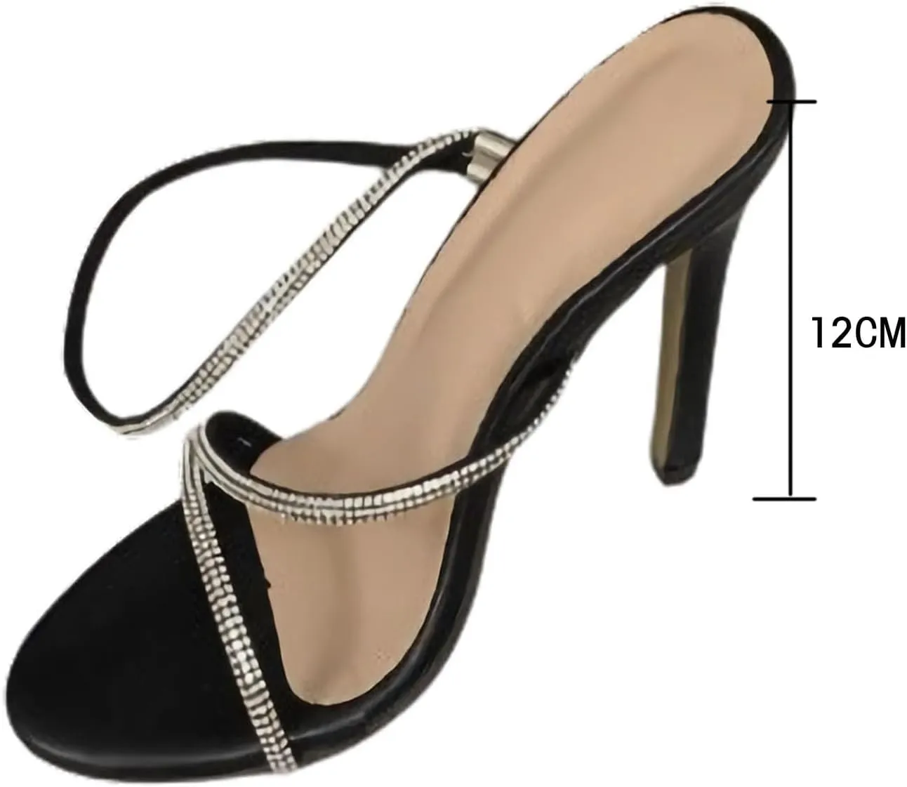 One-Foot Hollow Sandals, Stiletto Heels Rhinestones One-Strap Open-Toe Breathable High Heels Rubber Sole Comfortable Simple And Fashionable