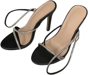 One-Foot Hollow Sandals, Stiletto Heels Rhinestones One-Strap Open-Toe Breathable High Heels Rubber Sole Comfortable Simple And Fashionable