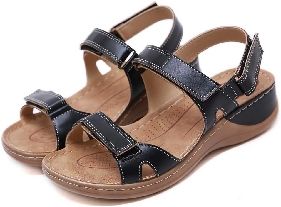 Orthopedic Sandals for Women, Womens Comfy Orthotic Sandal Anti-Slip Breathable Arch Support Platform Wedge Sandal Soft Comfortable