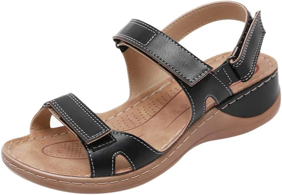 Orthopedic Sandals for Women, Womens Comfy Orthotic Sandal Anti-Slip Breathable Arch Support Platform Wedge Sandal Soft Comfortable