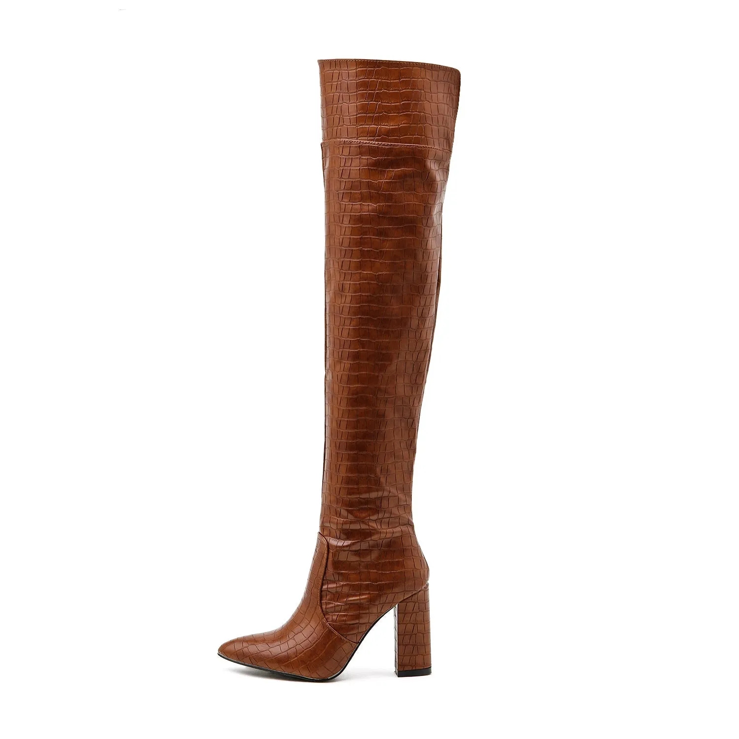 Over Knee Side Zip Heeled Boots