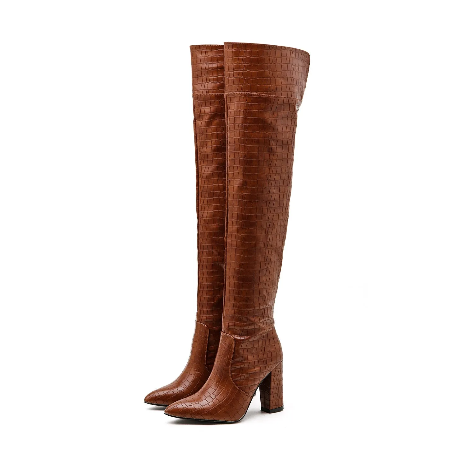 Over Knee Side Zip Heeled Boots