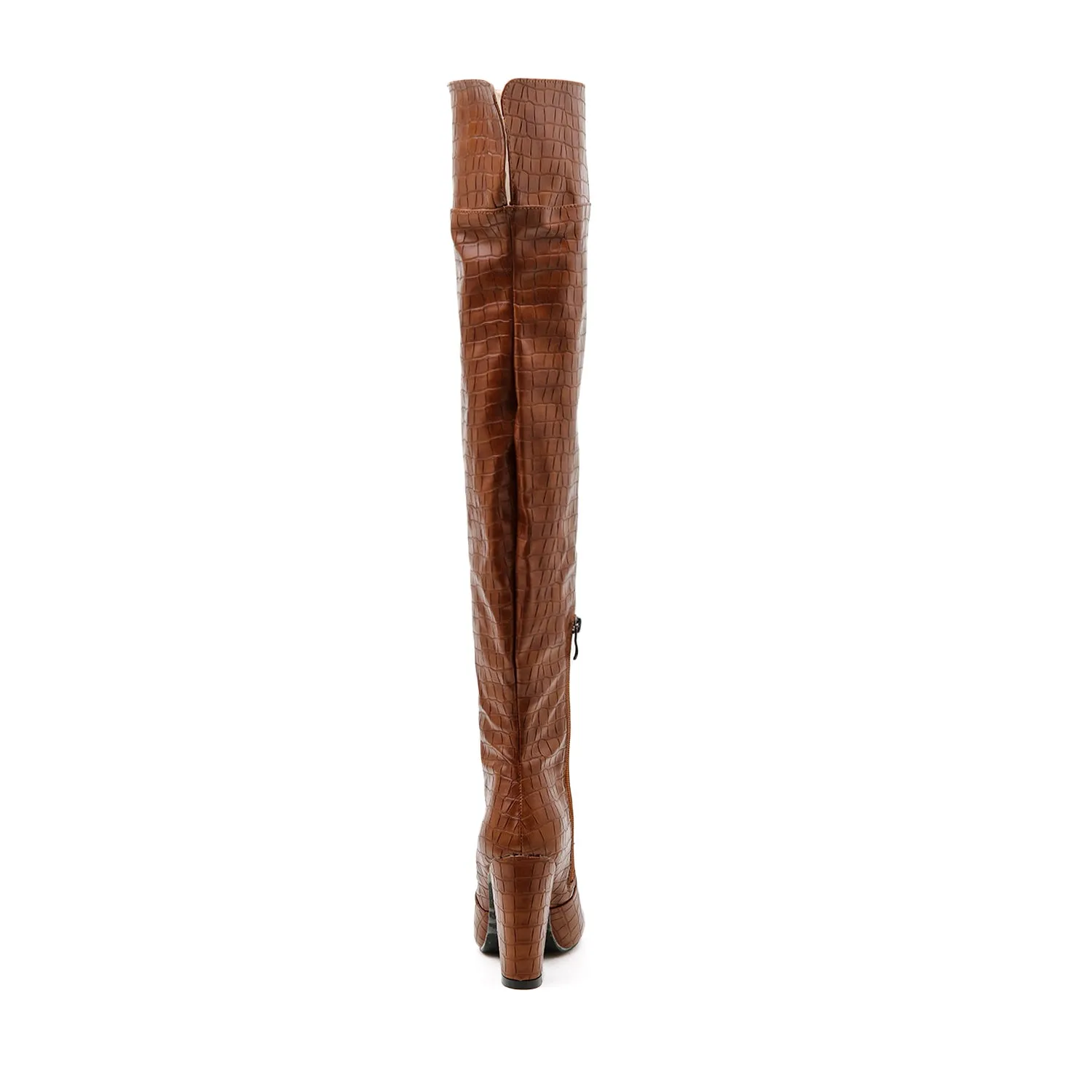 Over Knee Side Zip Heeled Boots